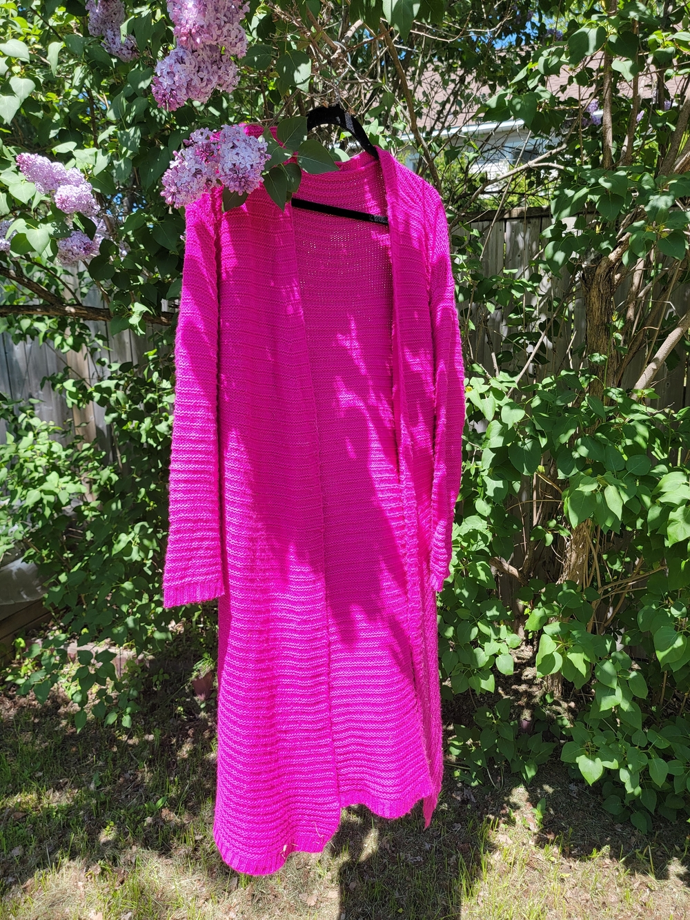 Bright Fuchsia Open-Front Knit Cardigan ♡ Small
